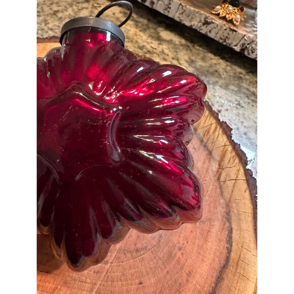 VTG kugel style Pottery Barn Star Embossed Glass Tree Ornament holiday decor - Picture 5 of 8